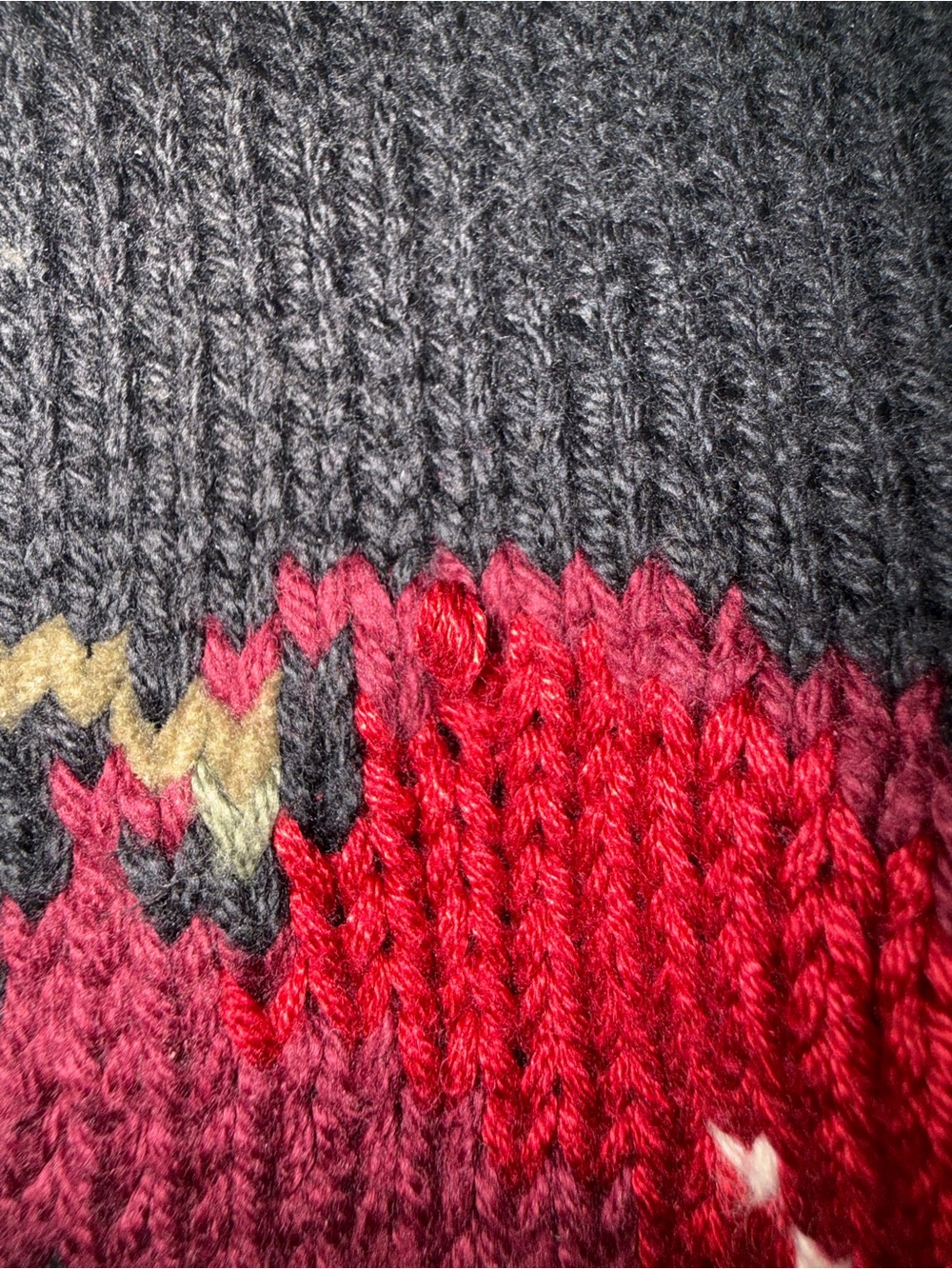 Vintage Talbots Chunk Knit Cardigan Sweater Black with Cherries Medium Petite - Picture 12 of 13